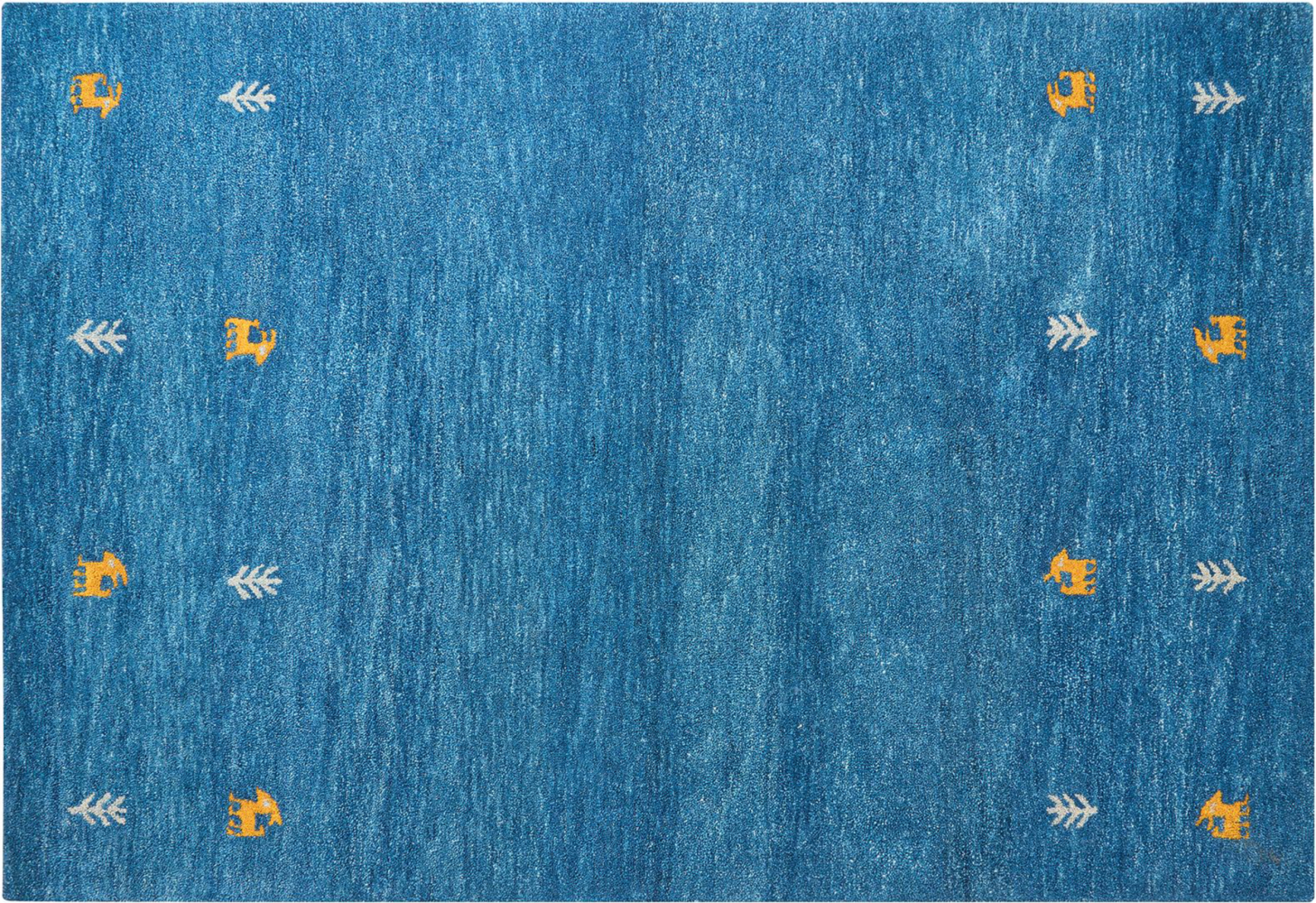 Gabbeh Teppich Wolle blau 160 x 230 cm Kurzflor CALTI Bild 1