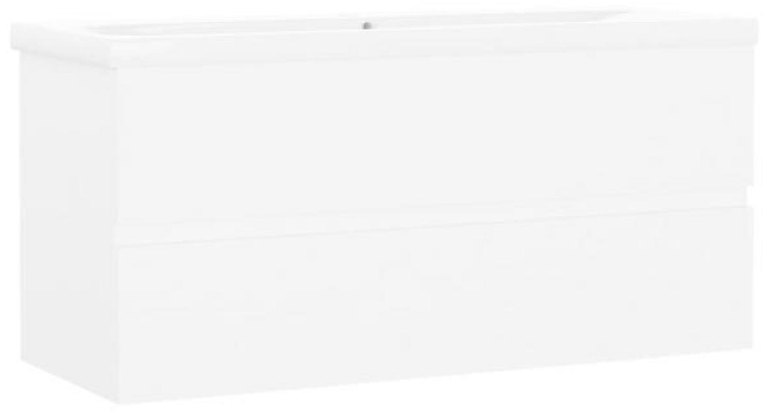 vidaXL Waschbeckenunterschrank mit Einbaubecken Weiß Spanplatte [3071567] Bild 1
