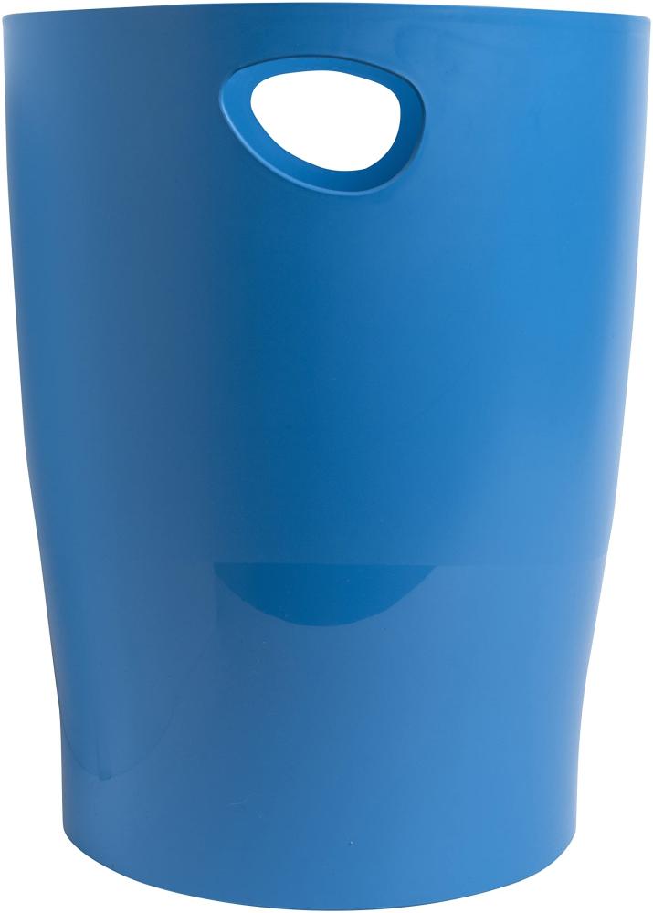 Exacompta 45384D ECOBIN Papierkorb BeeBlue aus Recycling-Kunststoff 15 Liter mit Griffen. Eleganter und robuster Papierkorb und Mülleimer im modernen Design Türkis Blauer Engel Bild 1
