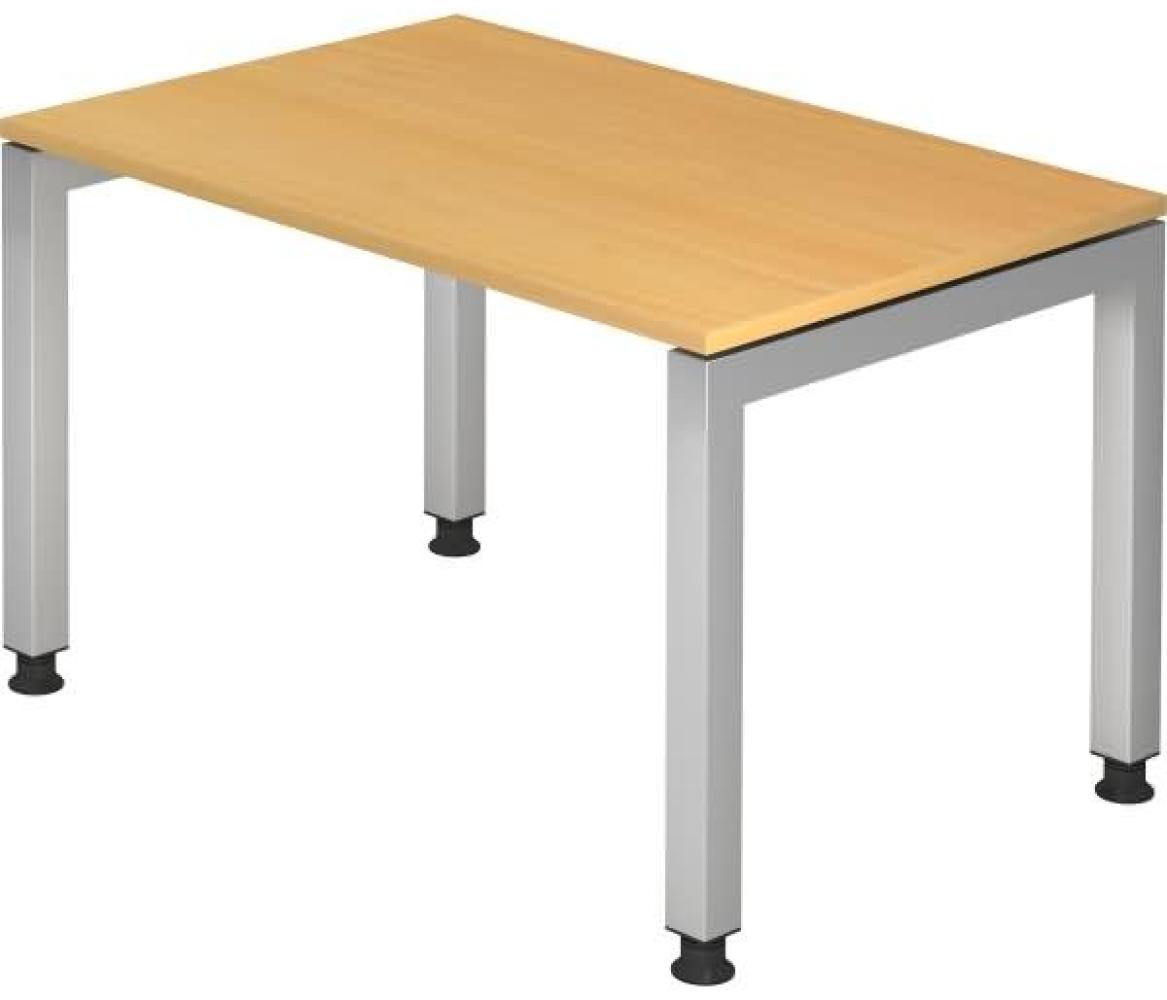 Schreibtisch JS12 U-Fuß / 4-Fuß eckig 120x80cm Buche Gestellfarbe: Silber Bild 1