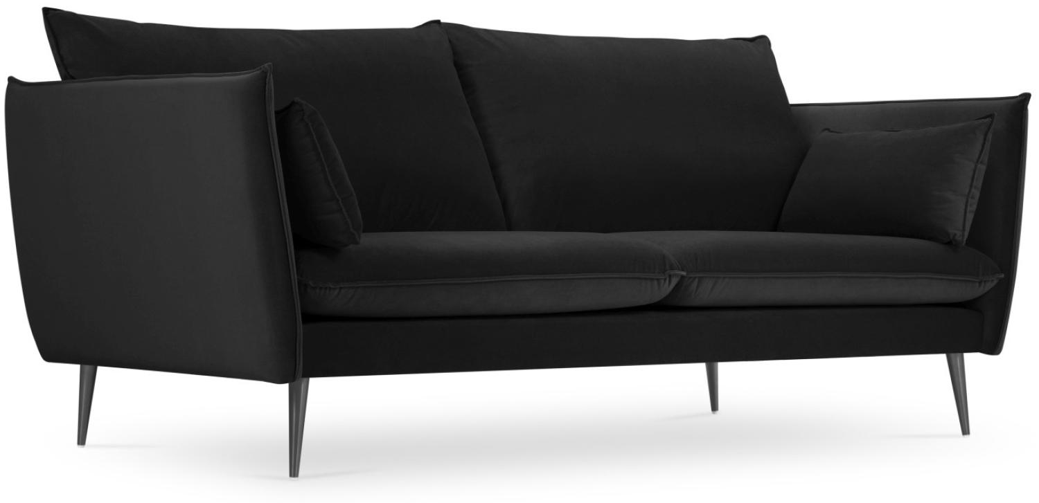 Micadoni 4-Sitzer Samtstoff Sofa Agate | Bezug Black | Beinfarbe Black Metal Bild 1