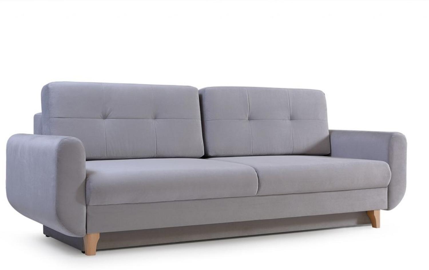 Sofa 3-Sitzer Schlafsofa ARLET Stoff Pastellblau Bild 1