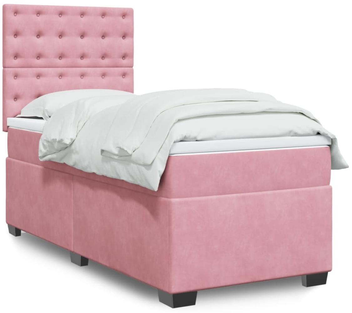 vidaXL Boxspringbett mit Matratze Rosa 90x200 cm Samt 3290827 Bild 1