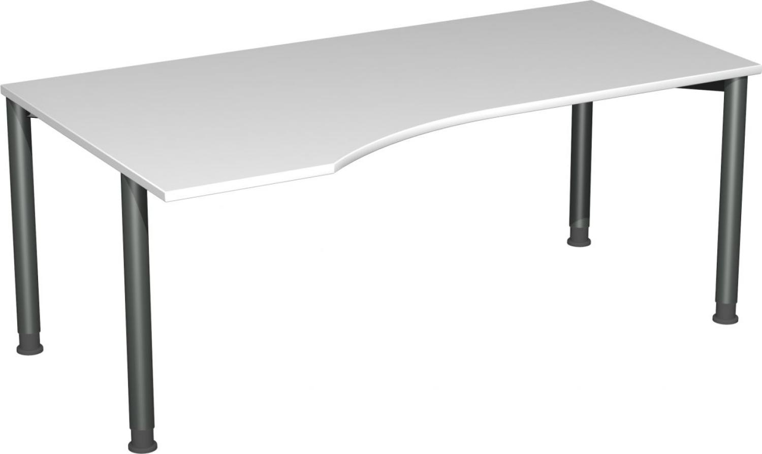 PC-Schreibtisch '4 Fuß Flex' links, höhenverstellbar, 180x100cm, Lichtgrau / Anthrazit Bild 1