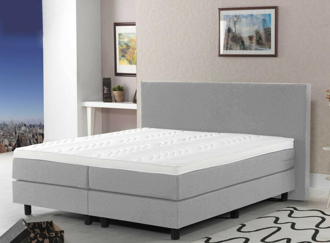 Boxspringbett FLORENZ 200cm, Härtegrad 2x H3 (Bezug: Kunstleder grau) Bild 1