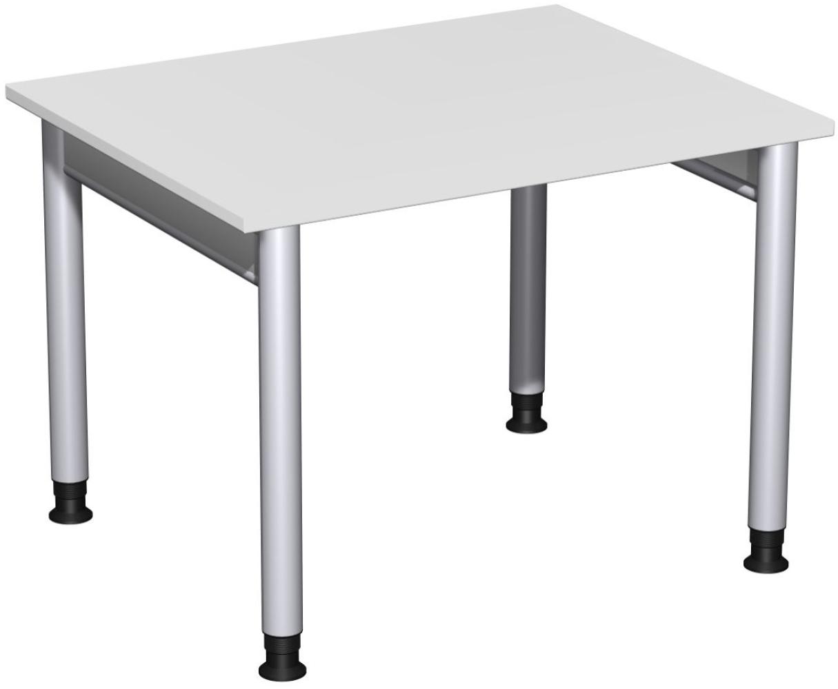 Schreibtisch '4 Fuß Pro' höhenverstellbar, 100x80cm, Lichtgrau / Silber Bild 1