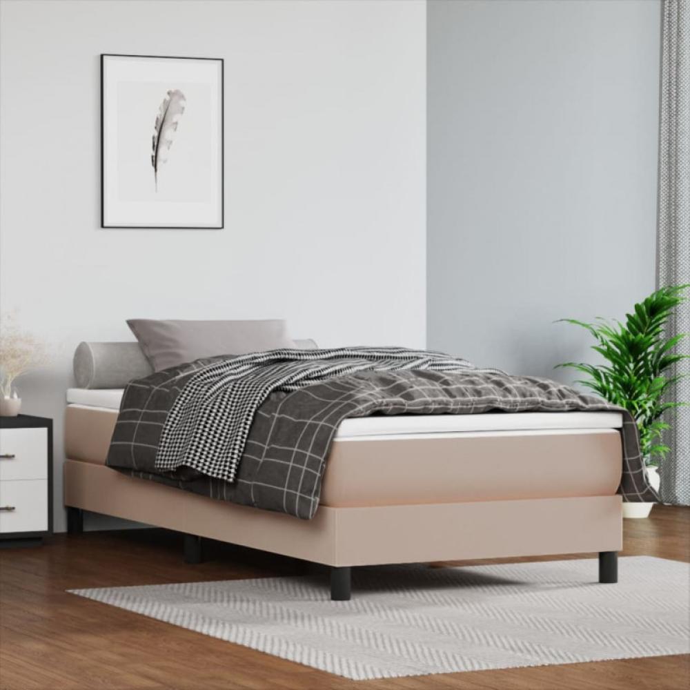 vidaXL Boxspringbett mit Matratze Cappuccino-Braun 80x200cm Kunstleder, Härtegrad: H2 [3144230] Bild 1