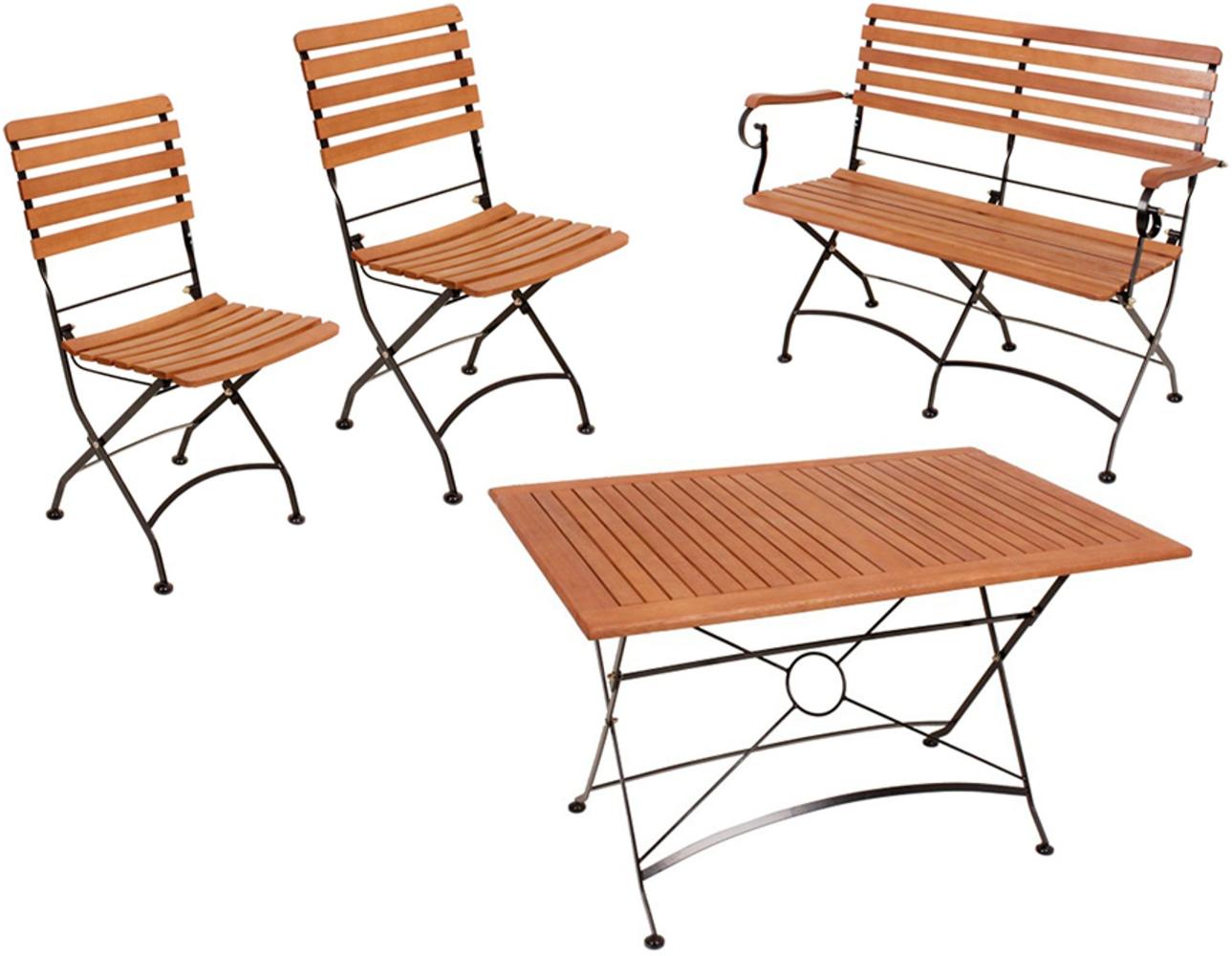 4-tlg. Gartengruppe Sitzecke Tischgruppe Tisch Klappstuhl Bild 1