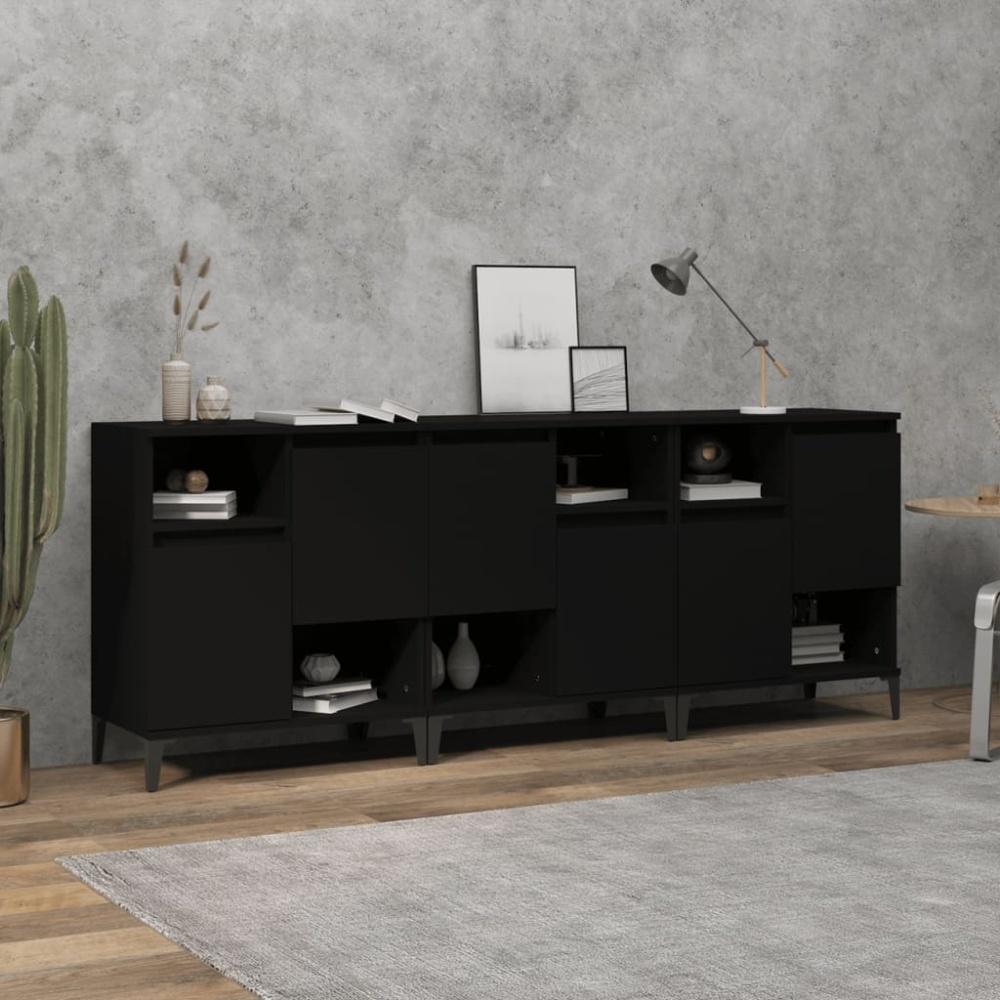 vidaXL Sideboards 3 Stk. Schwarz 60x35x70 cm Holzwerkstoff Bild 1