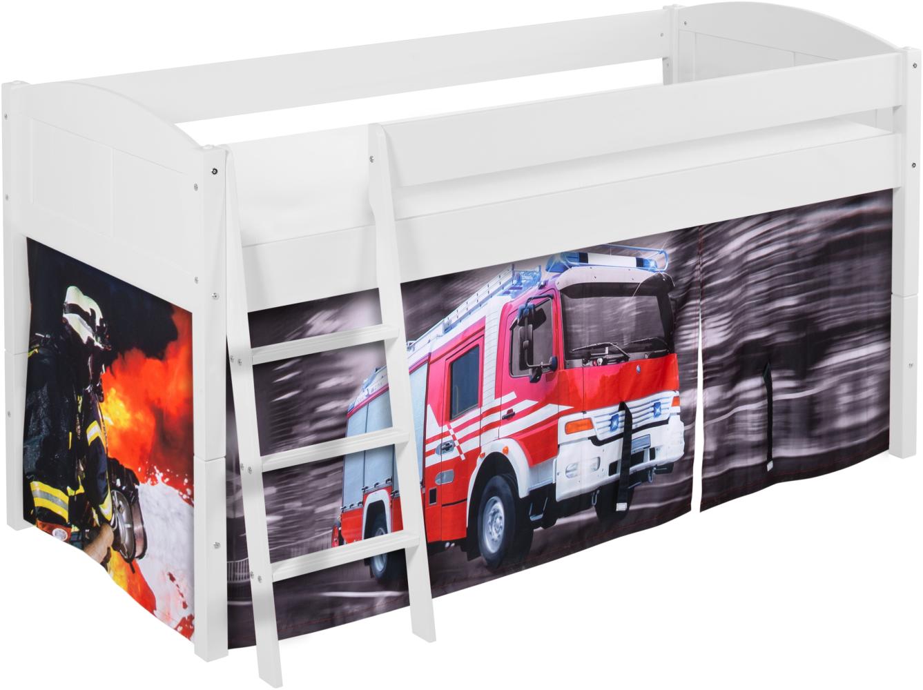 Lilokids 'Ida 4106' Spielbett 90 x 200 cm, Feuerwehr, Kiefer massiv, mit Vorhang Bild 1