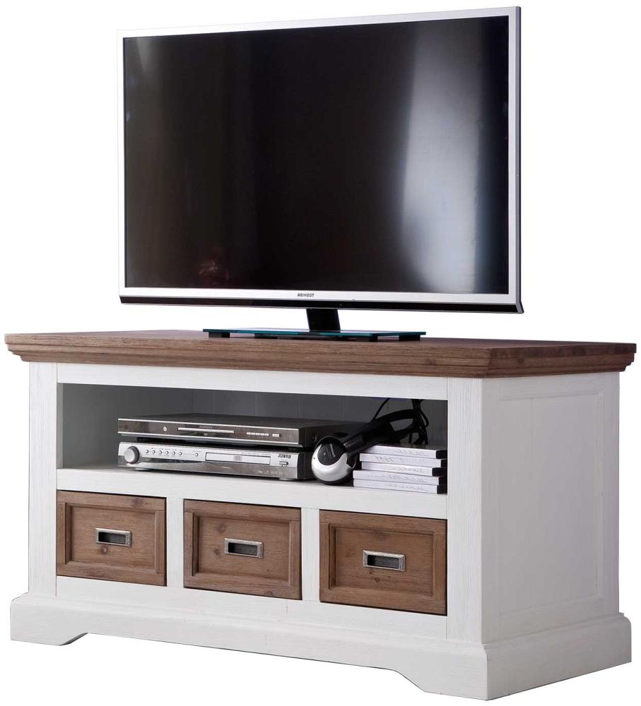 TV Lowboard Fleur 110 cm Breit, weiß/braun Bild 1