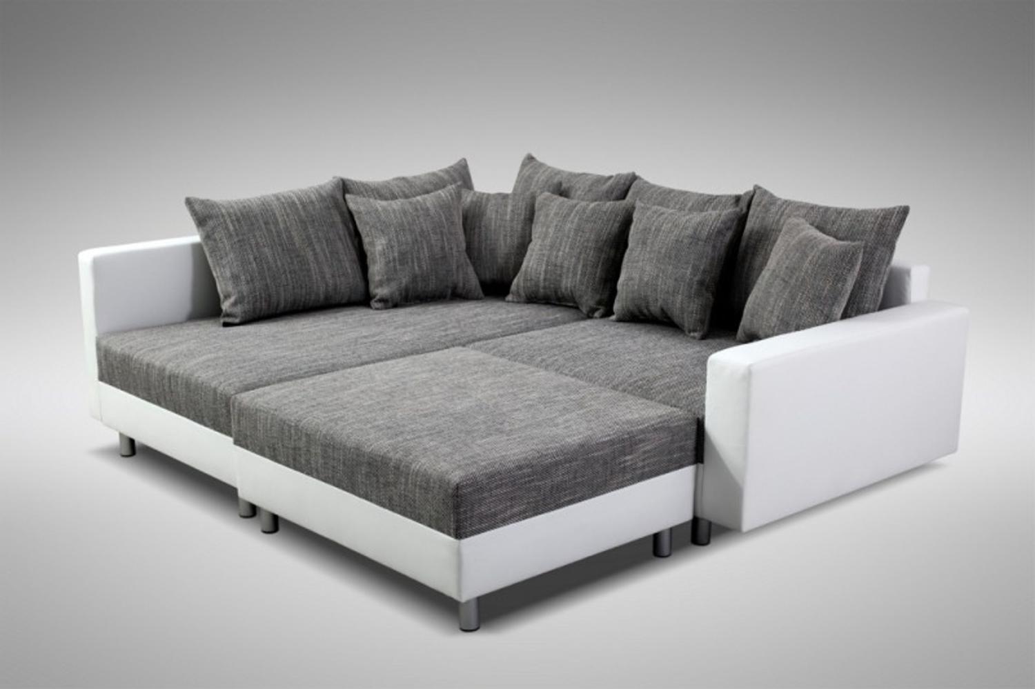 Modernes Sofa Couch Ecksofa Eckcouch in weiss Eckcouch mit Hocker - Minsk L Bild 1