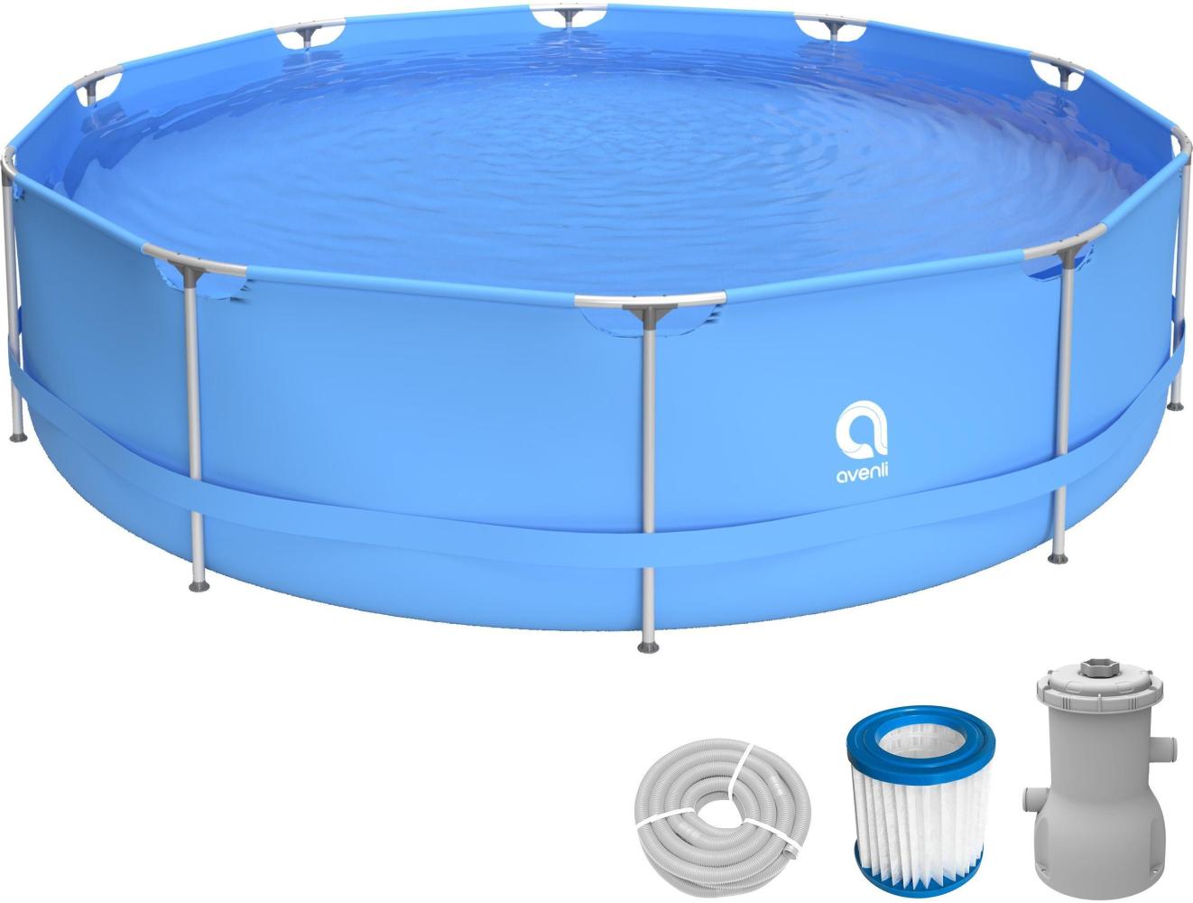 Avenli Frame Pool Set 360 x 76 cm, Aufstellpool rund, mit Pumpe, blau Bild 1