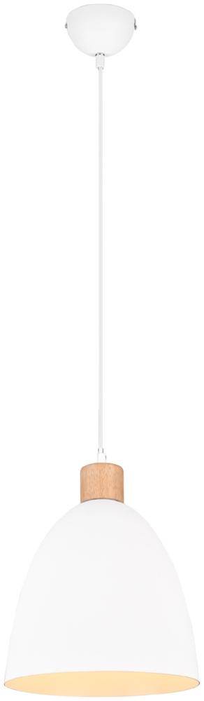 LED Pendelleuchte Lampenschirm Metall/Holz Weiß dimmbar Ø25cm Bild 1