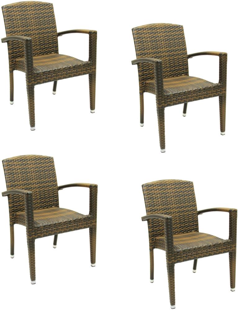 4x Konway MAUI Stapelsessel Lederlook Premium Polyrattan Garten Sessel Stuhl Set Bild 1