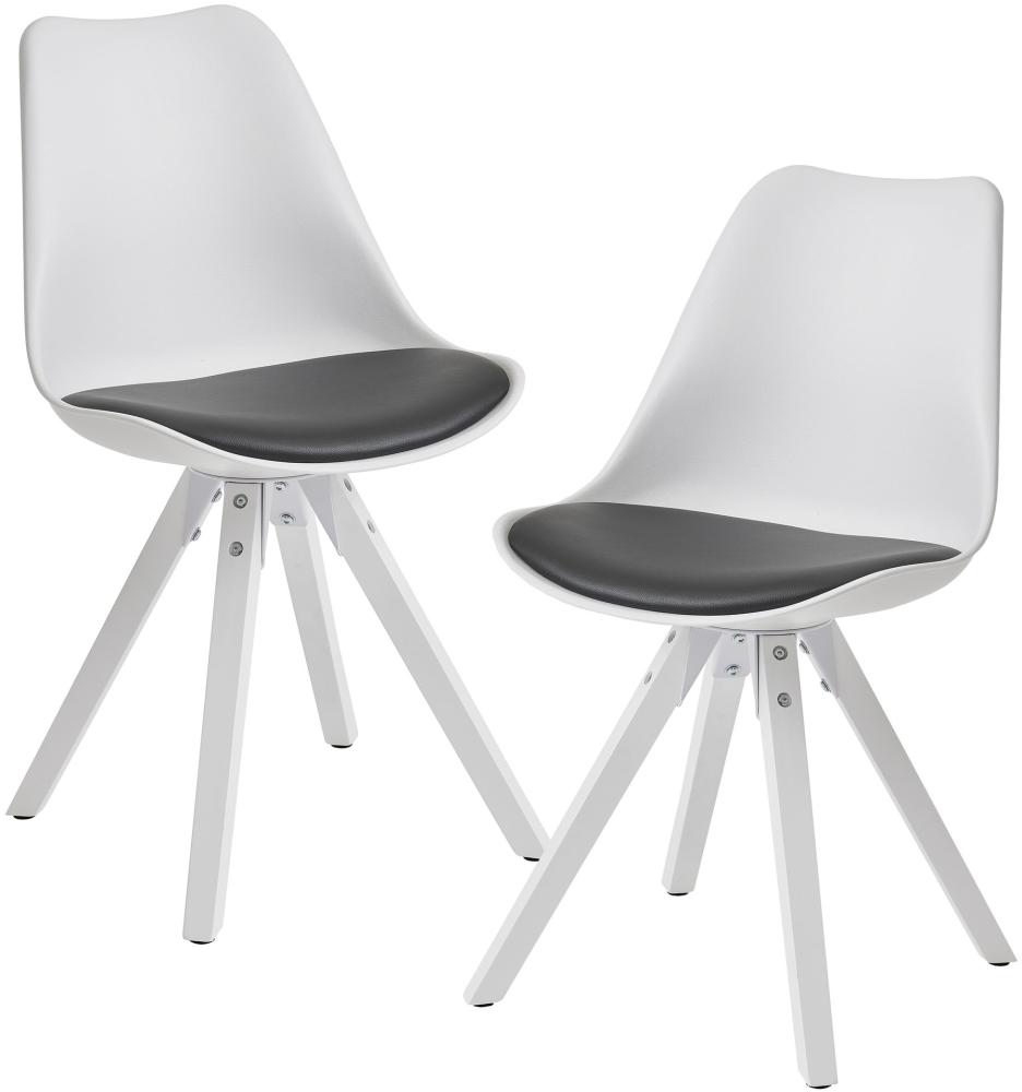 KADIMA DESIGN Esszimmerstühle LUND - Modernes Design mit fest verbundenem Sitzpolster, Massivholz-Beine, 2er Set. Farbe: Grau Bild 1