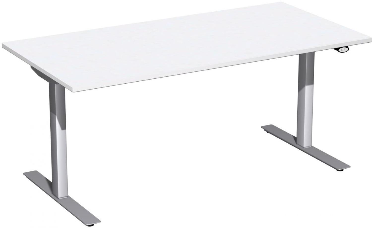 Elektro-Hubtisch 'Flex', höhenverstellbar, 160x80x68-116cm, gerade, Weiß / Silber Bild 1