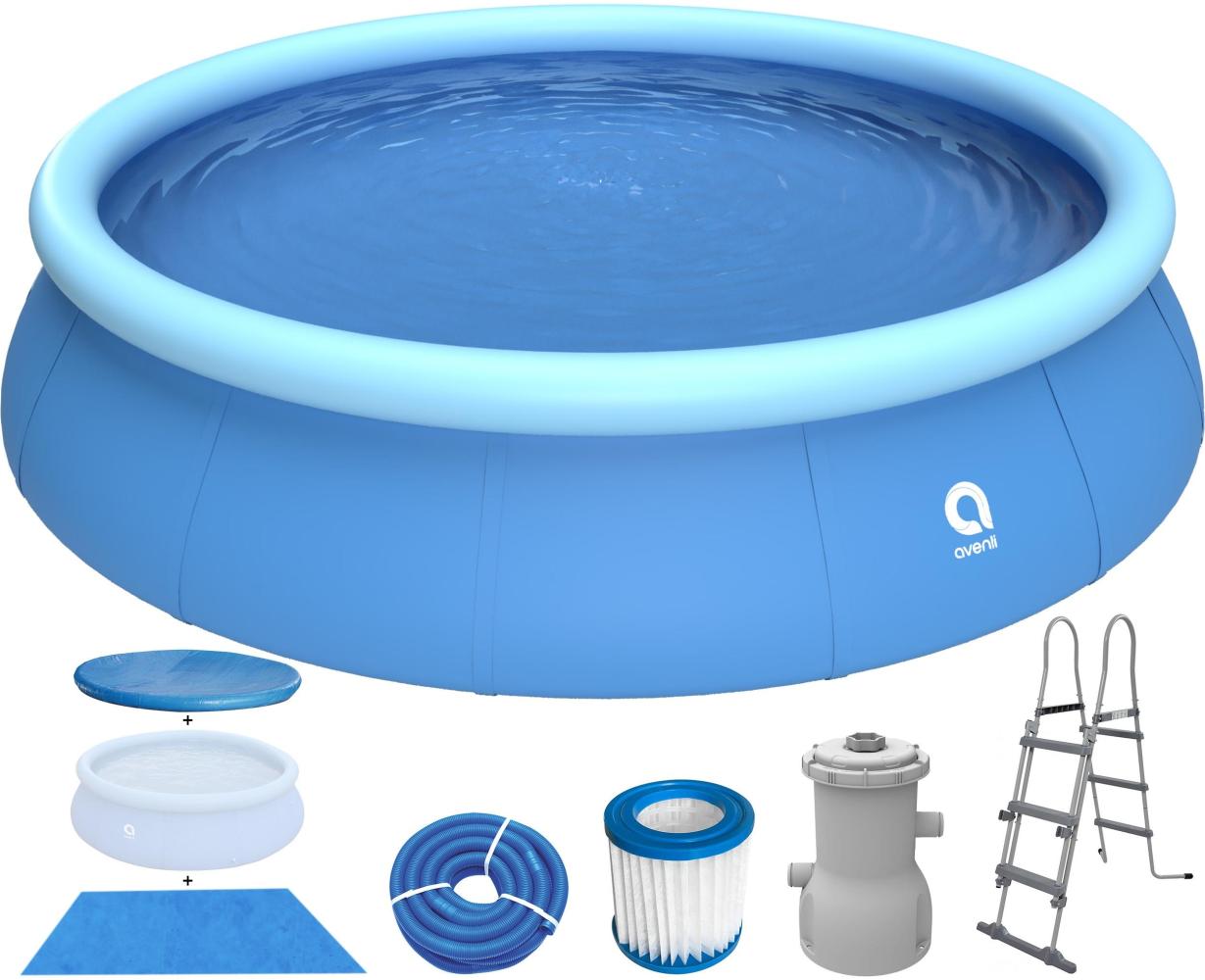 Avenli® Prompt Set™ Pool Komplettset Ø 450 x 90 cm mit Filterpumpe, Leiter, Bodenschutz und Abdeckung, blau Bild 1