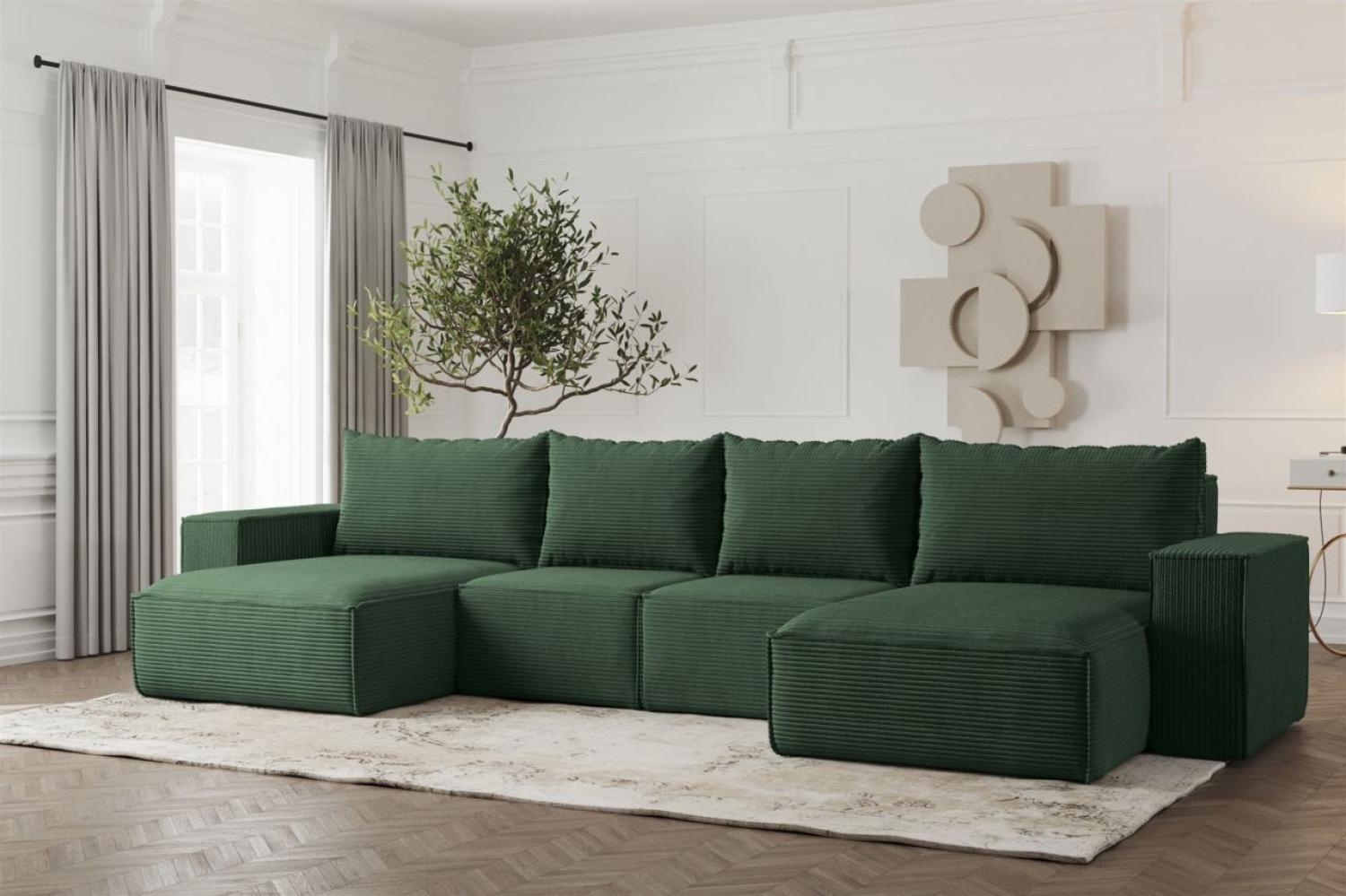 Wohnlandschaft U-Form Sofa ESTELLE in Stoff Poso Grün Bild 1