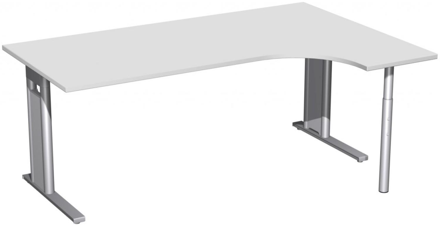 PC-Schreibtisch 'C Fuß Pro' rechts, feste Höhe 180x120x72cm, Lichtgrau / Silber Bild 1