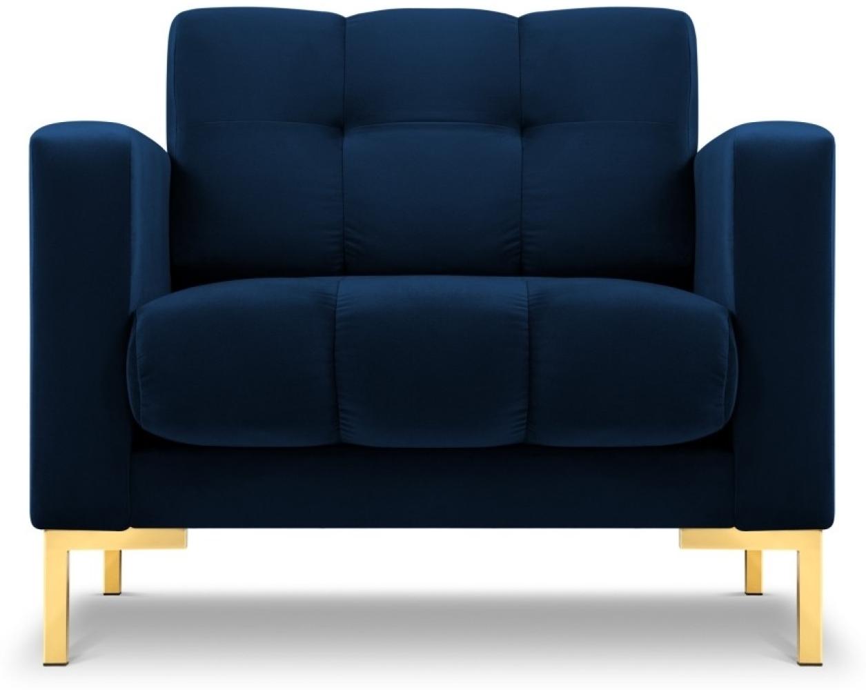 Micadoni Samtstoff Sessel Mamaia | Bezug Royal Blue | Beinfarbe Gold Metal Bild 1