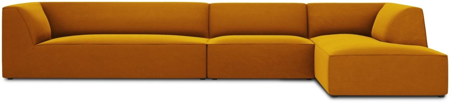 Micadoni 5-Sitzer Samtstoff Modular Ecke rechts Sofa Ruby | Bezug Yellow | Beinfarbe Black Plastic Bild 1