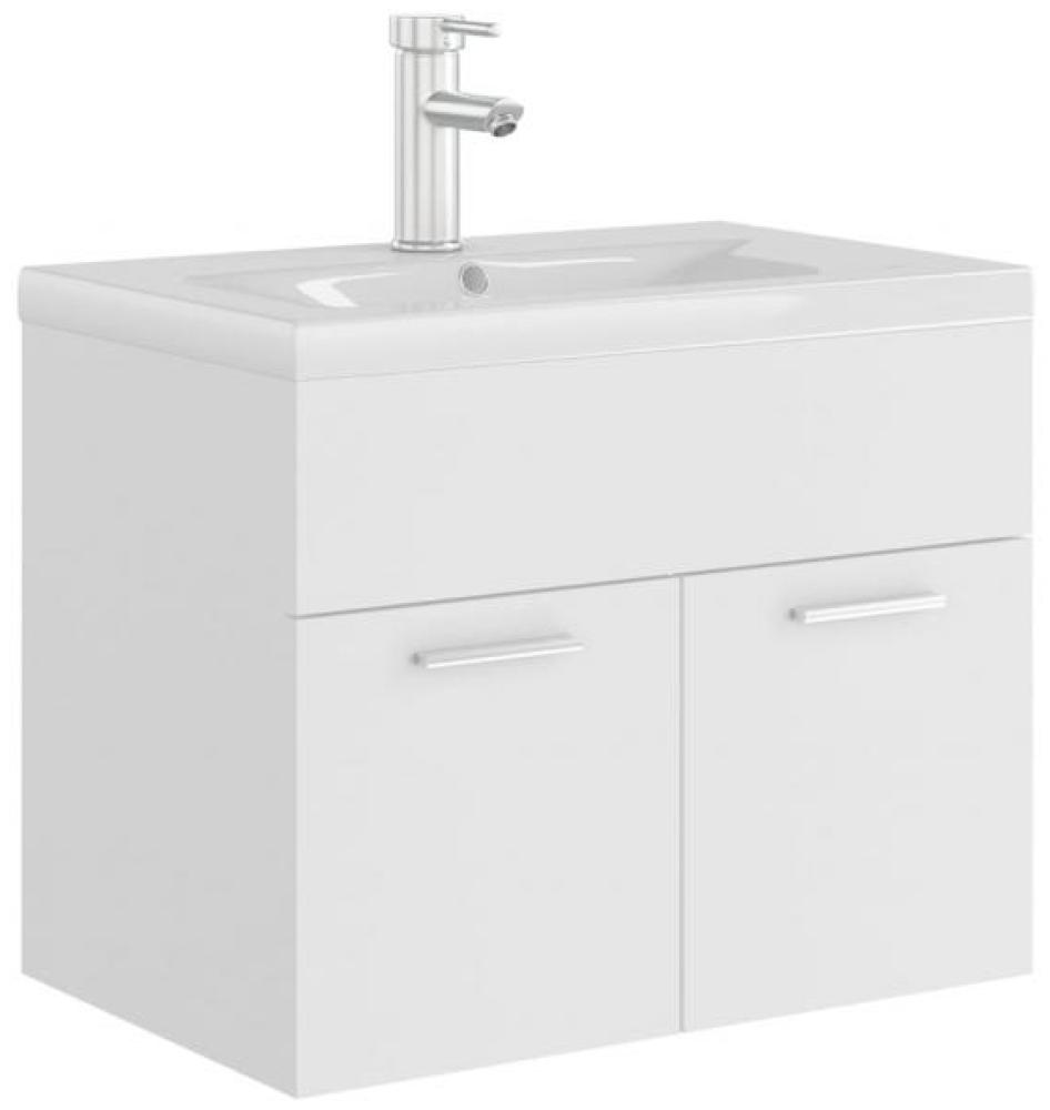 vidaXL Waschbeckenunterschrank mit Einbaubecken Weiß Spanplatte [3071270] Bild 1