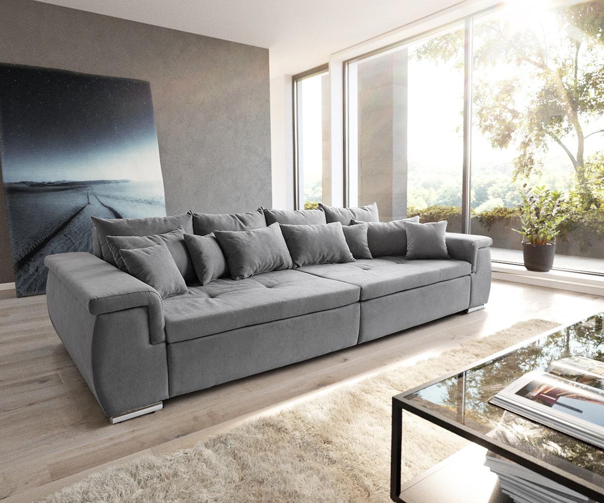 Sofa Navin 275x116 cm Grau Couch mit Kissen Bild 1