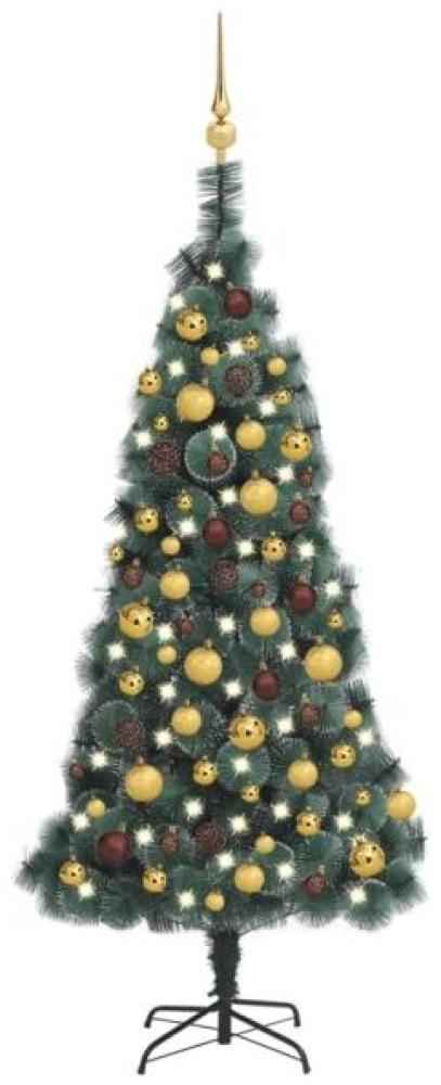 vidaXL Künstlicher Weihnachtsbaum LEDs & Kugeln Grün 120 cm PVC & PE, Mit Beleuchtung [3077826] Bild 1