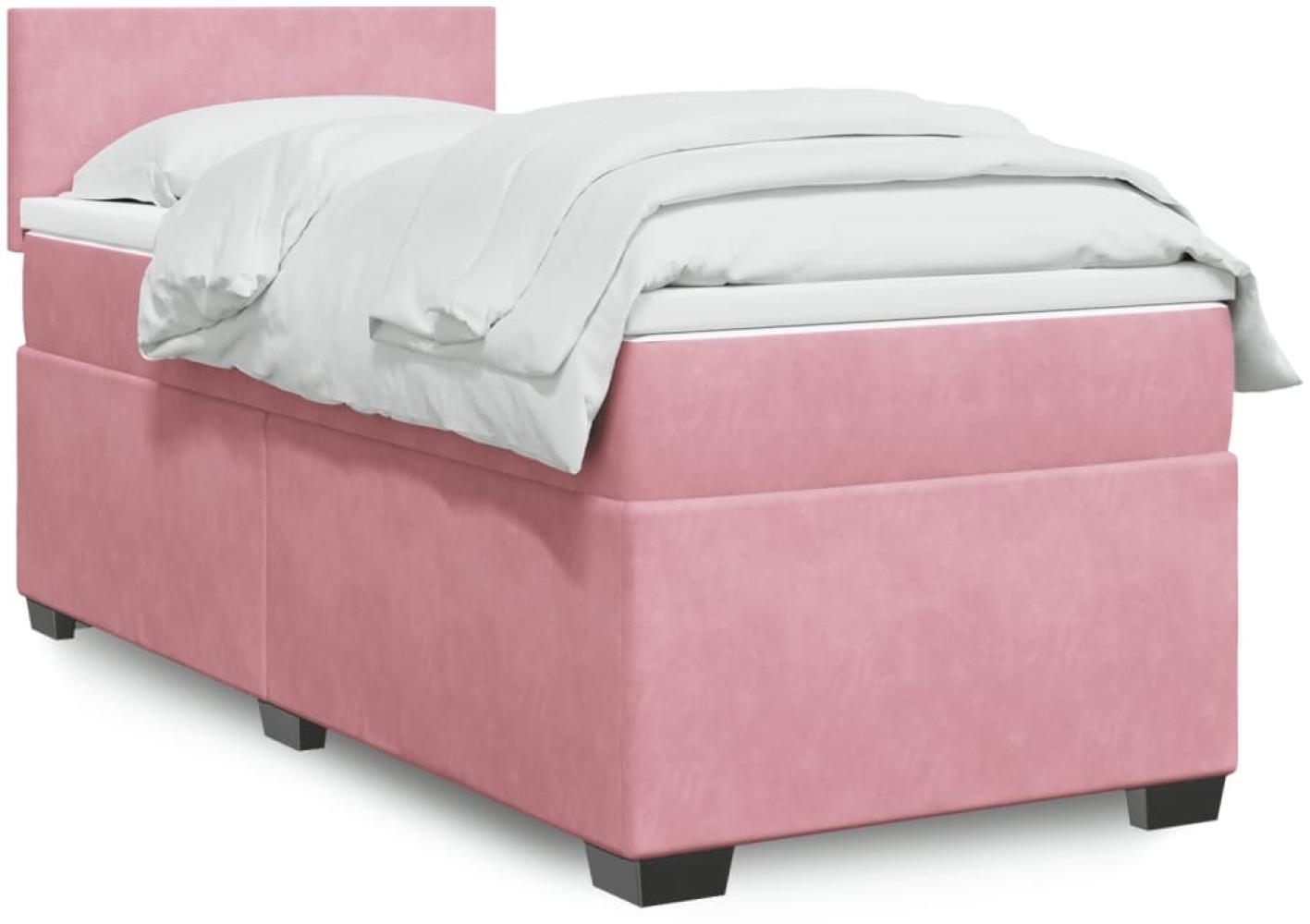 vidaXL Boxspringbett mit Matratze Rosa 90x190 cm Samt 3288485 Bild 1