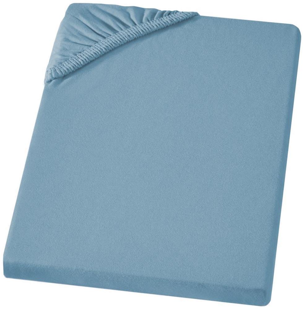 Carpe Sonno Feinjersey Bettlaken aus 100% Baumwolle, Stahlblau, 180-200 x 200 cm Bild 1