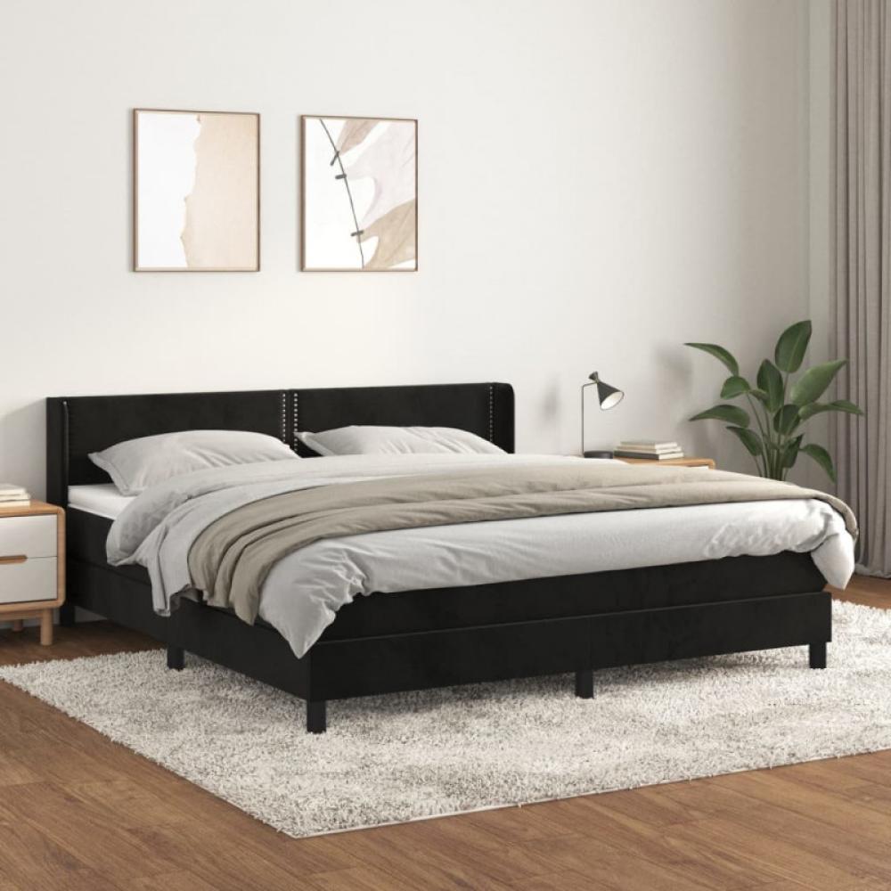 Boxspringbett mit Matratze Schwarz 180x200 cm Samt (Farbe: Schwarz) Bild 1