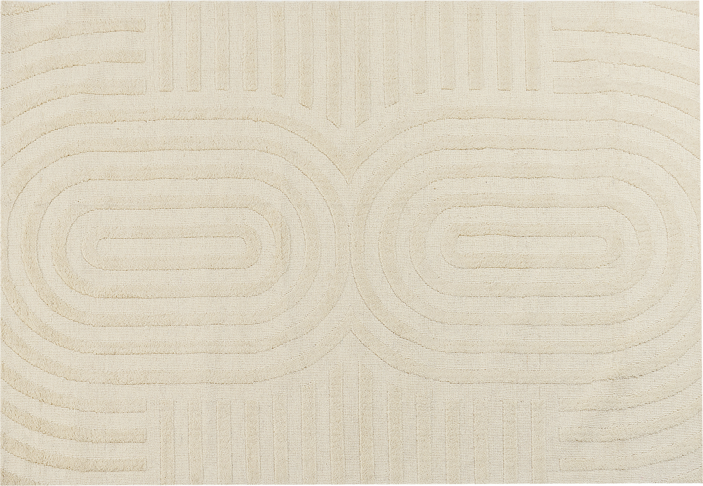 Teppich Wolle hellbeige 160 x 230 cm Streifenmuster MASTUNG Bild 1