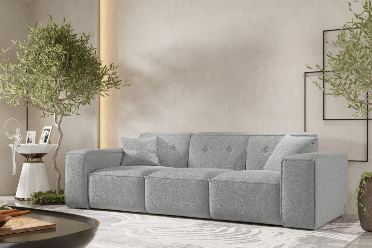 Sofa Designersofa CESINA 3-Sitzer in Stoff Ascot Bukla Grau Bild 1