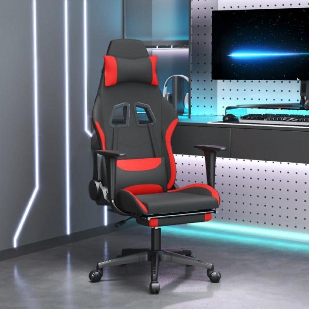 Gaming-Stuhl mit Fußstütze Schwarz und Rot Stoff, Drehbar [3143751] Bild 1