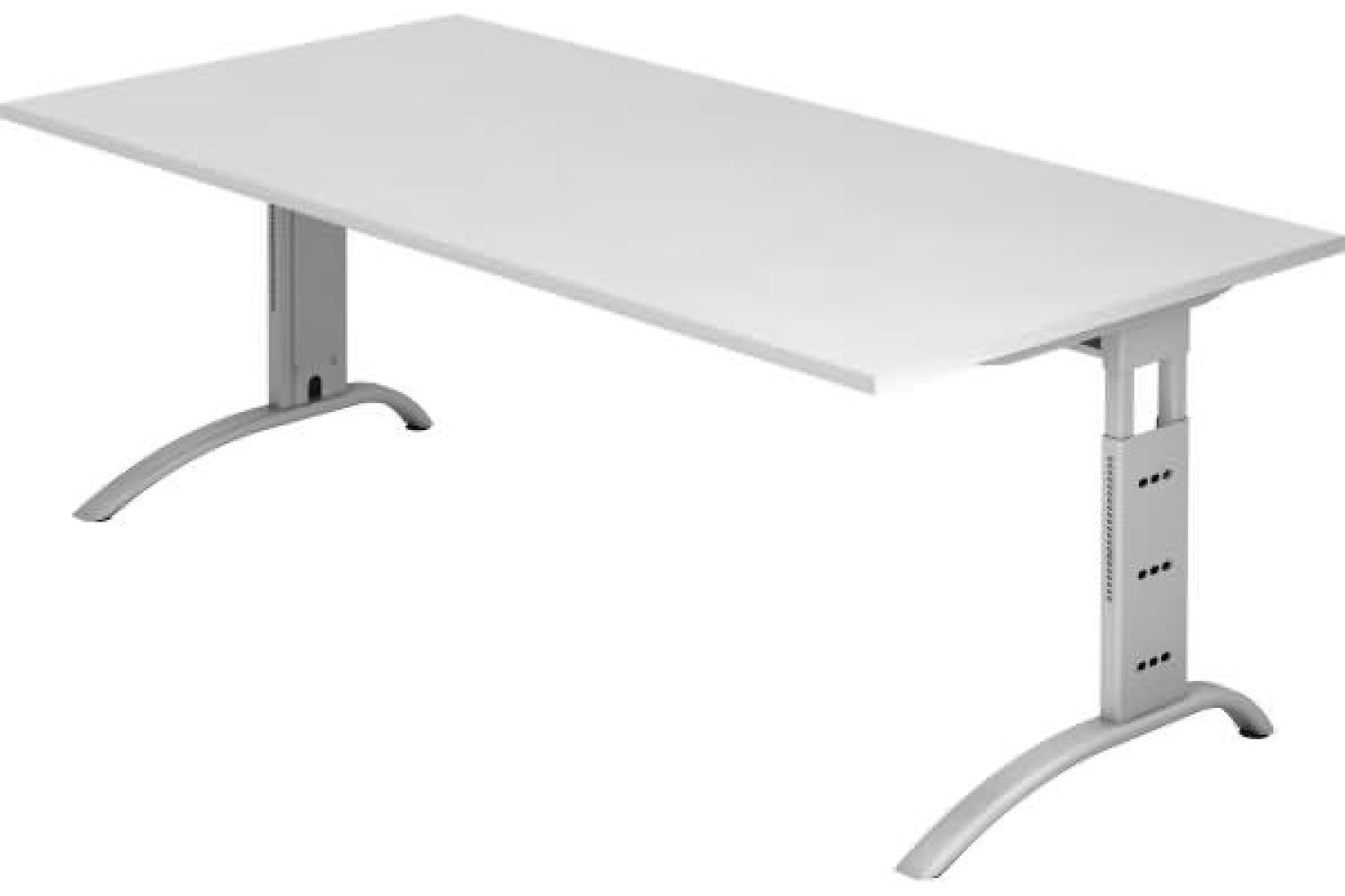 Schreibtisch FS2E C-Fuß 200x100cm Weiß Gestellfarbe: Silber Bild 1
