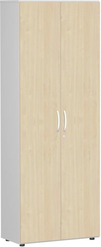 Garderobenschrank mit ausziehbarem Garderobenhalter, 80x42x216cm, Ahorn Lichtgrau Bild 1