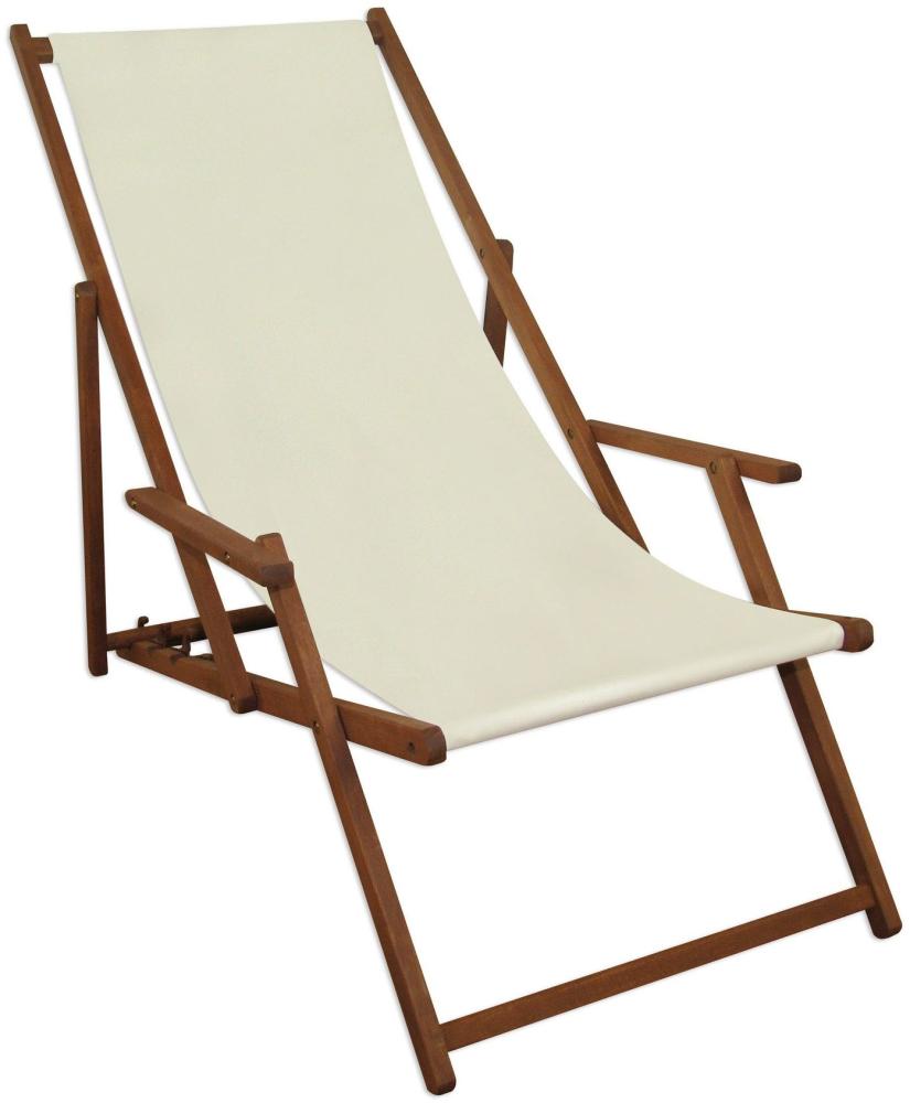 Liegestuhl weiß Gartenliege klappbare Sonnenliege Deckchair Strandstuhl Holz Gartenmöbel 10-303 Bild 1