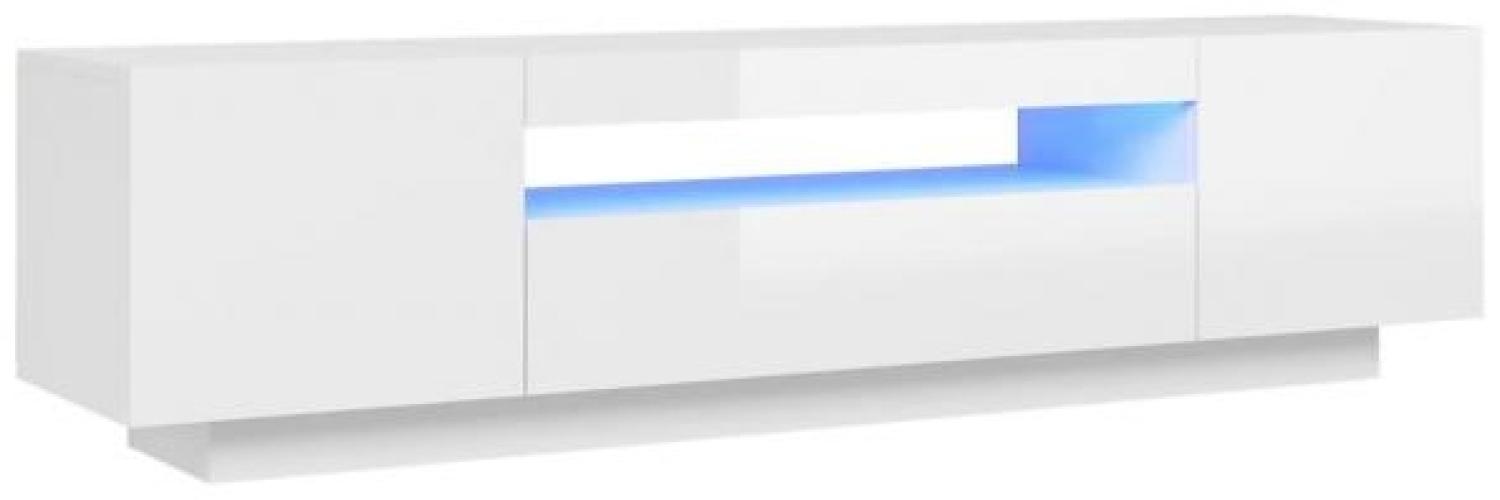 vidaXL TV-Schrank mit LED-Leuchten, Holz Hochglanz-Weiß, 160 x 35 x 40 cm Bild 1
