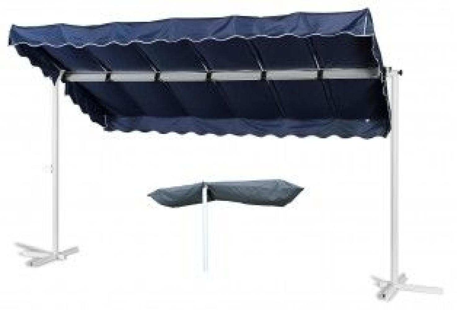 Grasekamp Standmarkise Dubai Blau 375 x 225 cm mit Schutzhülle Terrassenüberdachung Raffmarkise Mobile Markise Ziehharmonika Bild 1