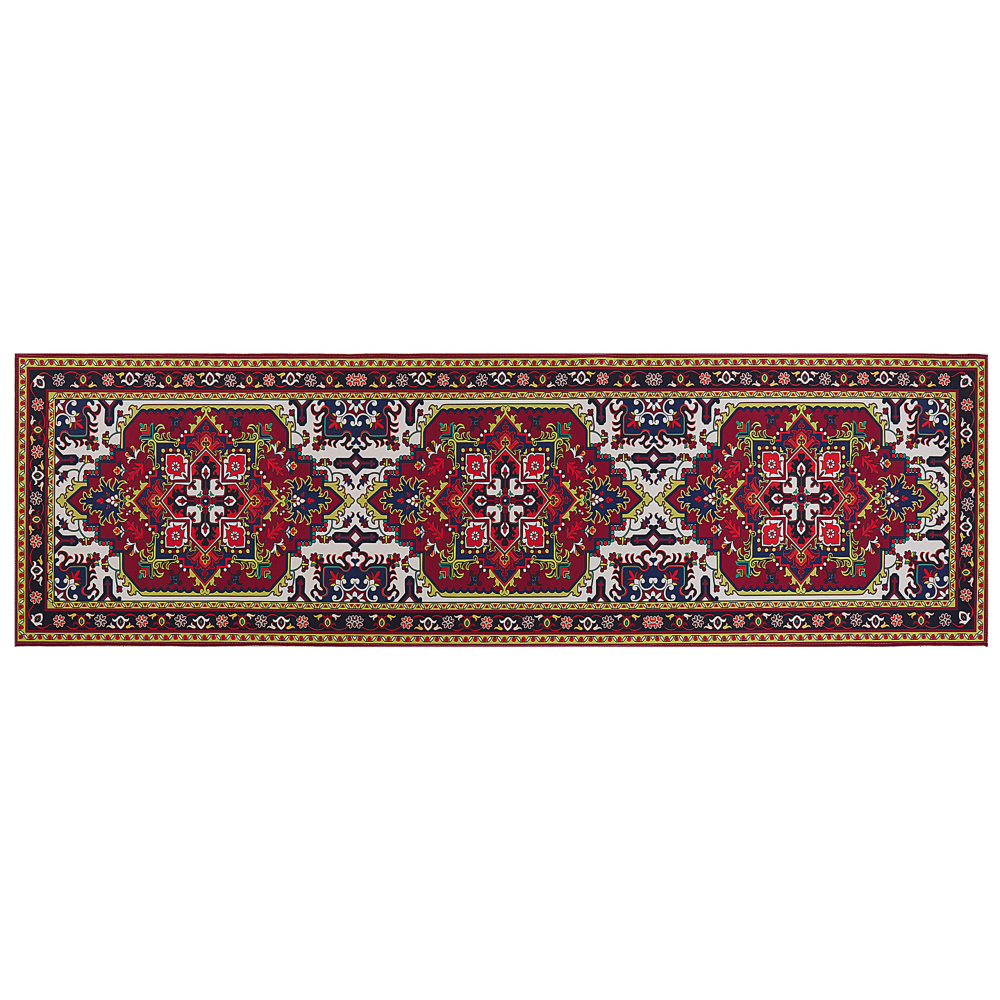Teppich rot 60 x 200 cm orientalisches Muster Kurzflor COLACHEL Bild 1