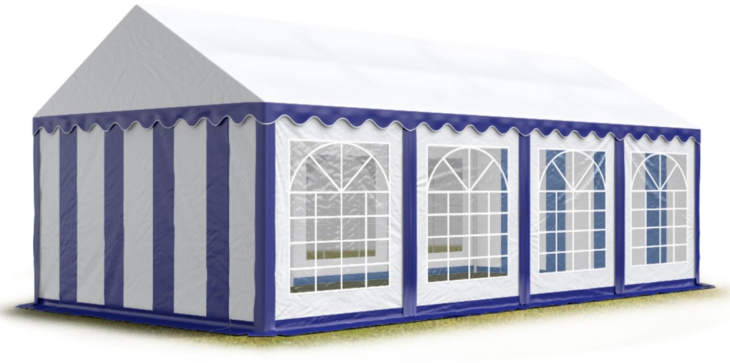 Party-Zelt Festzelt 4x8 m Garten-Pavillon -Zelt PVC Plane 700 N in blau-weiß Wasserdicht Bild 1