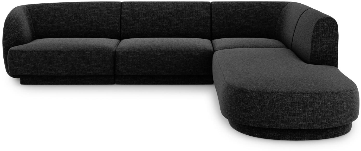 Micadoni 6-Sitzer Ecke rechts Sofa Miley | Bezug Black | Beinfarbe Black Plastic Bild 1
