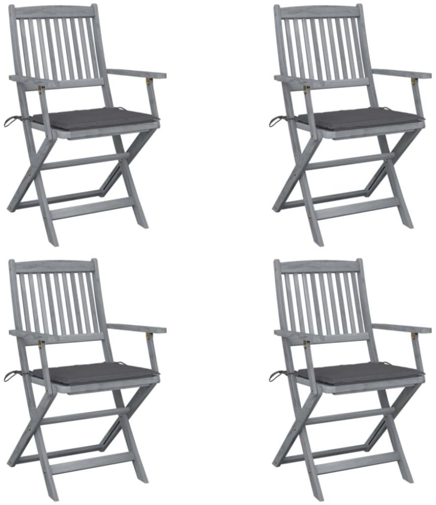 vidaXL Klappbare Gartenstühle 4 Stk. mit Sitzkissen Massivholz Akazie Bild 1