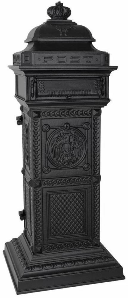 Casa Padrino Jugendstil Standbriefkasten Schwarz 50 x 43 x H. 120 cm - Säulenbriefkasten im englischen Stil - Antik Stil Briefkasten - Nostalgischer Postkasten Bild 1