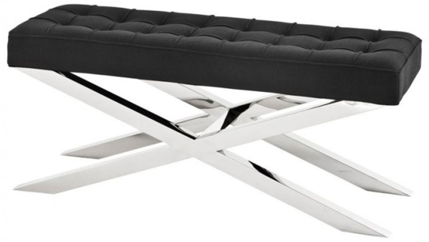 Casa Padrino Luxus Sitzbank Mod2 Schwarz 120 x 42,5 x H. 53,5 cm - Luxus Kollektion Bild 1