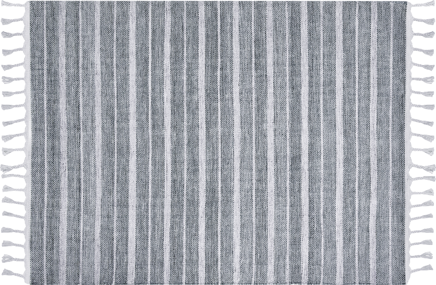 Outdoor Teppich hellgrau weiß 160 x 230 cm Streifenmuster Kurzflor BADEMLI Bild 1