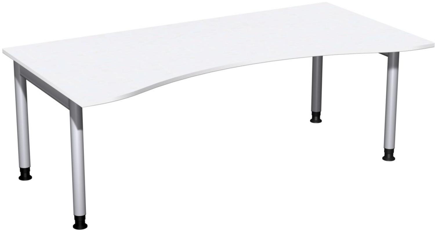 Schreibtisch '4 Fuß Pro' höhenverstellbar, 200x100cm, Weiß / Silber Bild 1