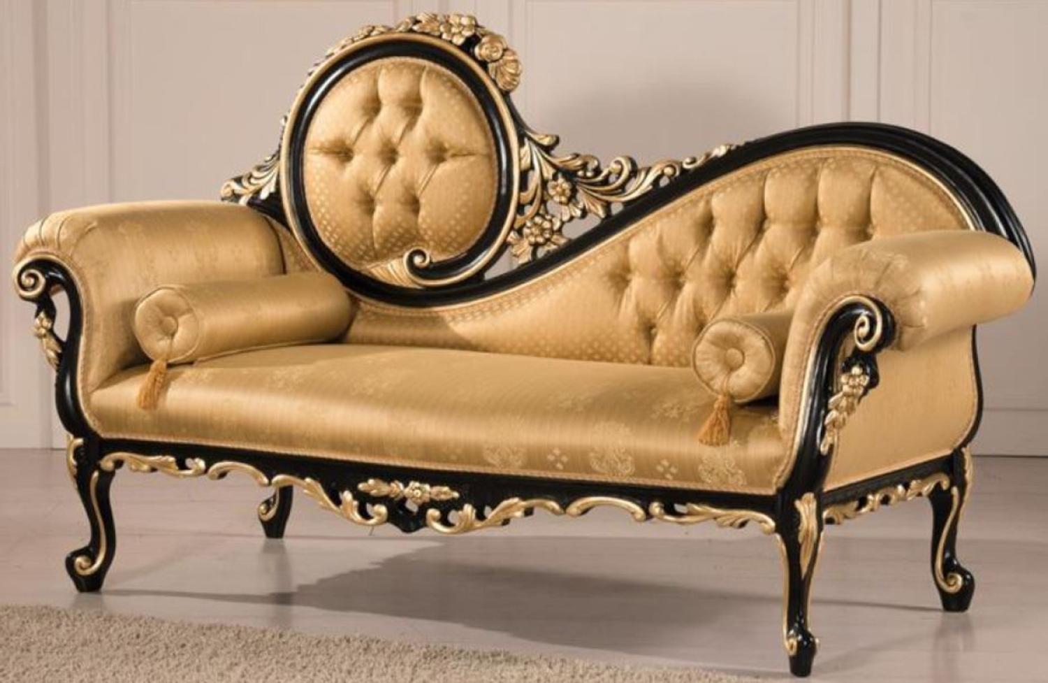 Casa Padrino Luxus Barock Wohnzimmer Sofa Gold / Schwarz 170 x 70 x H. 100 cm Bild 1