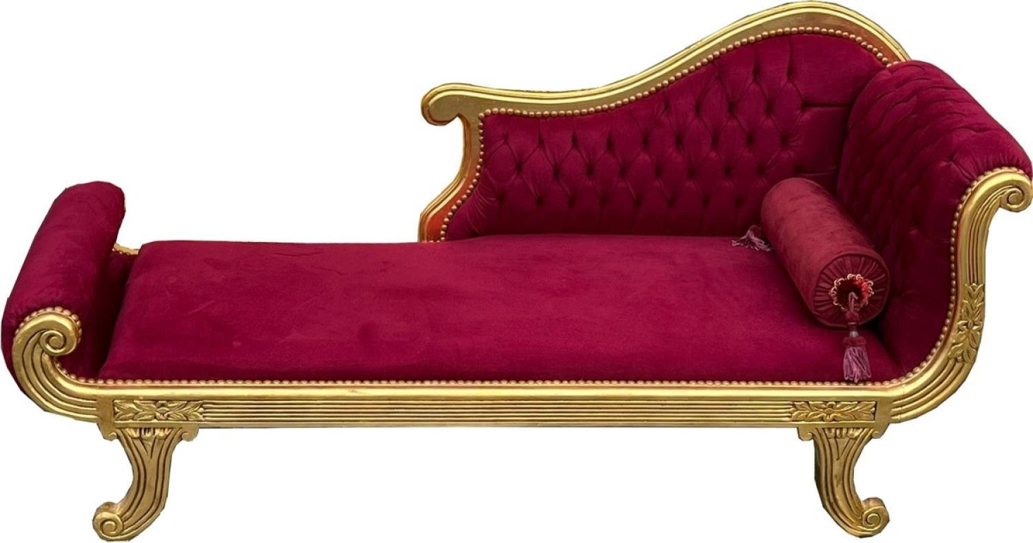 Casa Padrino Barock Chaiselongue Modell XXL Bordeaux Rot / Gold - Antik Stil - Liege Wohnzimmer Möbel Bild 1